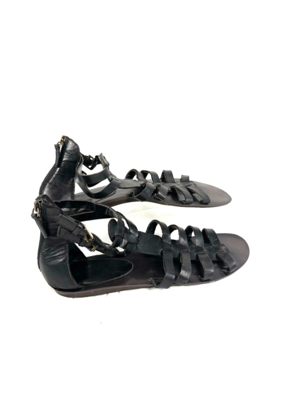 Tesori Black Zip Up Gladiator Sandals Size 10